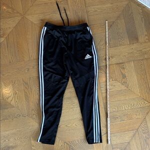 Adidas Kids Black Joggers with White Stripes